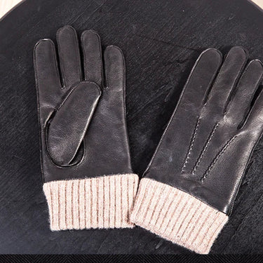 Autumn Winter Men 100% Genuine Sheepskin Leather Warm Windproof Driving Mittens Gloves  -  GeraldBlack.com