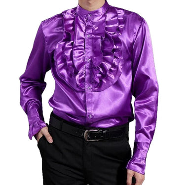 Frill Ruffle Dress For Men Vintage Vicotorian Costume Top Gothic Punk Retro Tee Silk Cravat Shirt Party Halloween  -  GeraldBlack.com