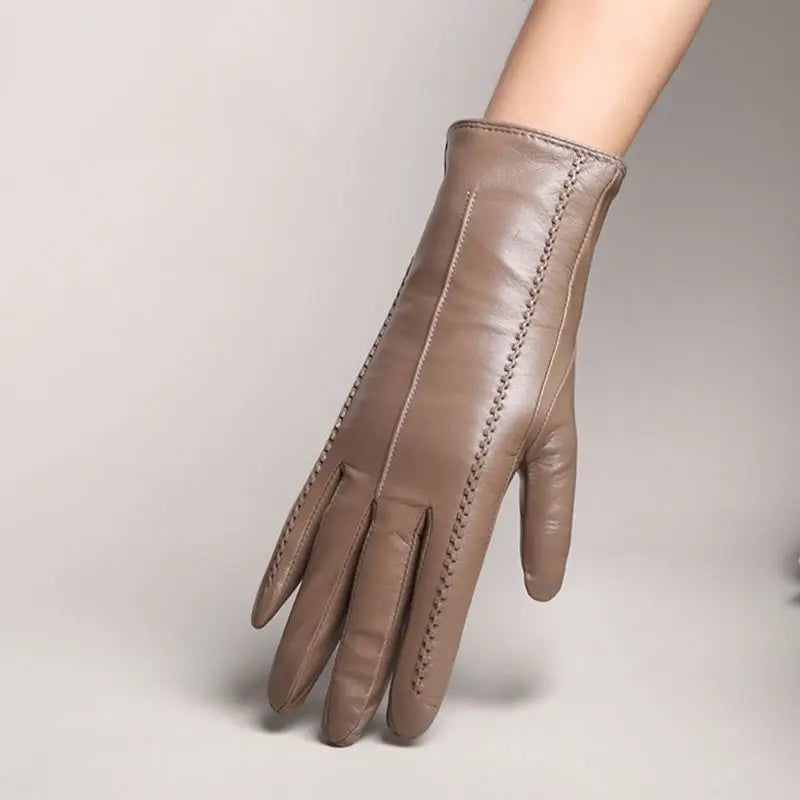 Genuine Goatskin Winter Women's  Leather Sheepskin Windproof Driving Thermal Gloves  -  GeraldBlack.com