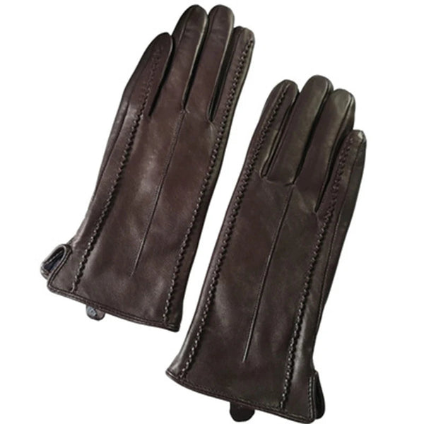 Genuine Goatskin Winter Women's  Leather Sheepskin Windproof Driving Thermal Gloves  -  GeraldBlack.com