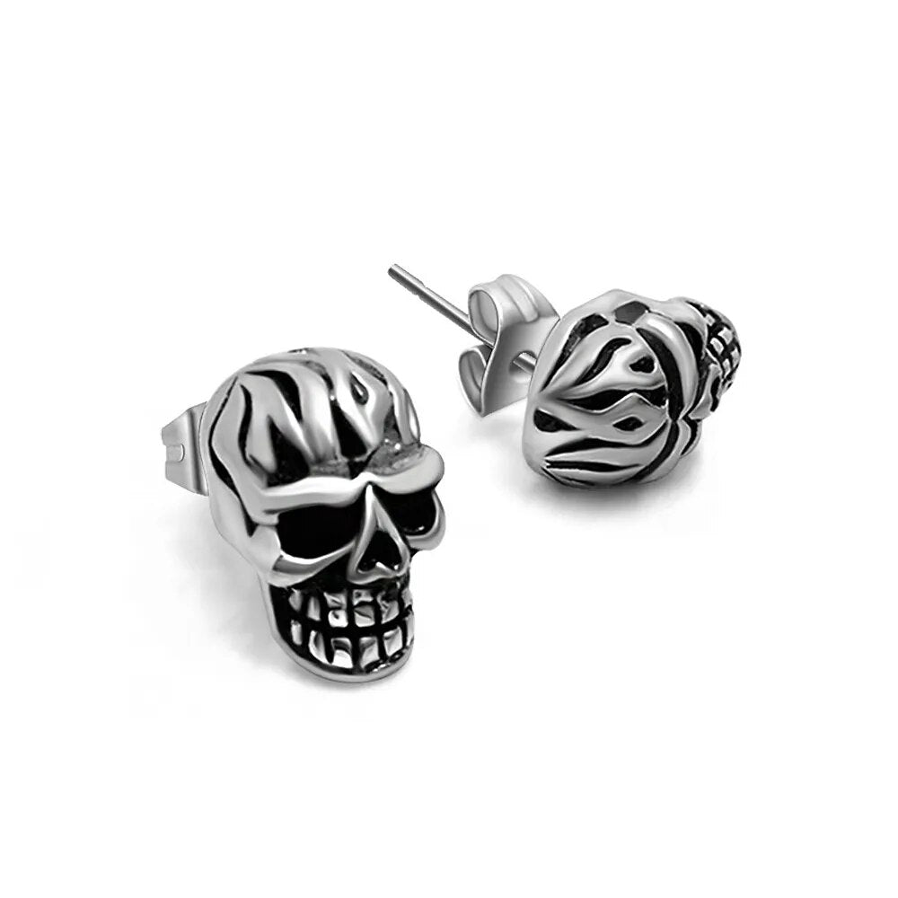 Korean Fashion Red Eye Skull Punk Hip Hop Stainless Steel BikerEarrings Jewelry Personalized Gifts  -  GeraldBlack.com