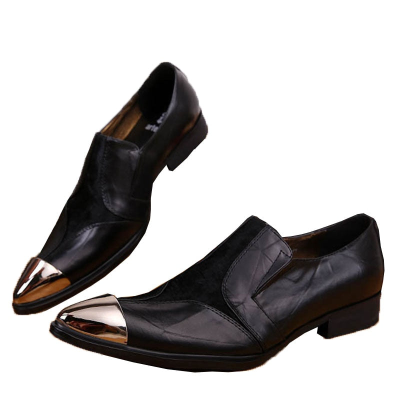Men's Autumn Genuine Leather Pointed Steel Toe Business Dress Shoes –