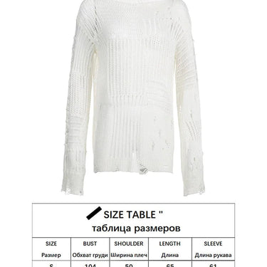 Loose Solid Hollow Out Basic O Neck Long Sleeve Knitted Pullovers Autumn Winter Shirt For Ladies  -  GeraldBlack.com
