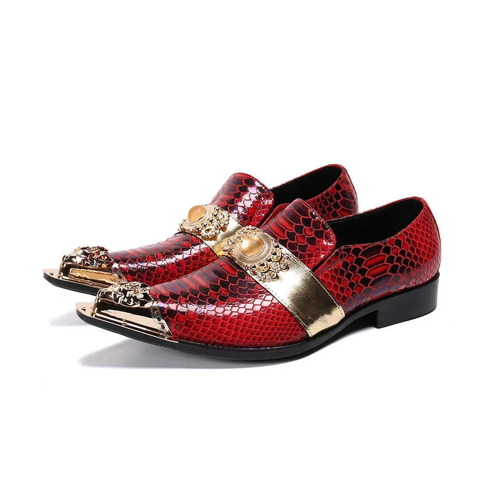 Men's Handmade Genuine Leather Gold Metal Toe Party Dress Shoes GeraldBlack.com Men's Handmade Genuine Leather Gold Metal Toe Party Dress Shoes GeraldBlack.com