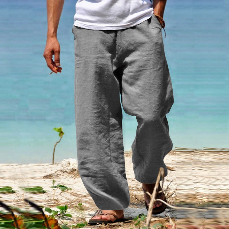 Men Cotton Linen Casual Loose Breathable Trousers Fitness Streetwear Summer Jogging Autumn Clothing  -  GeraldBlack.com