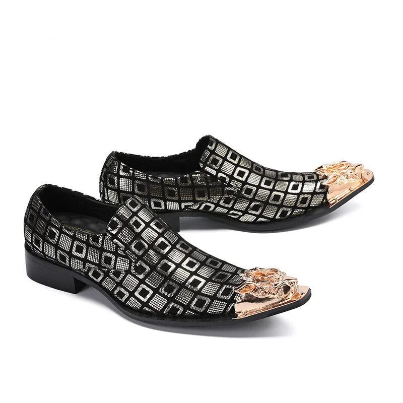 men's dress shoes with metal tips Amazon.com | Santimon Men's Metal-Tip Toe Genuine Leather Penny Loafers Moccasins Fashion Casual Comfort Dress Shoes Black 5.5 US