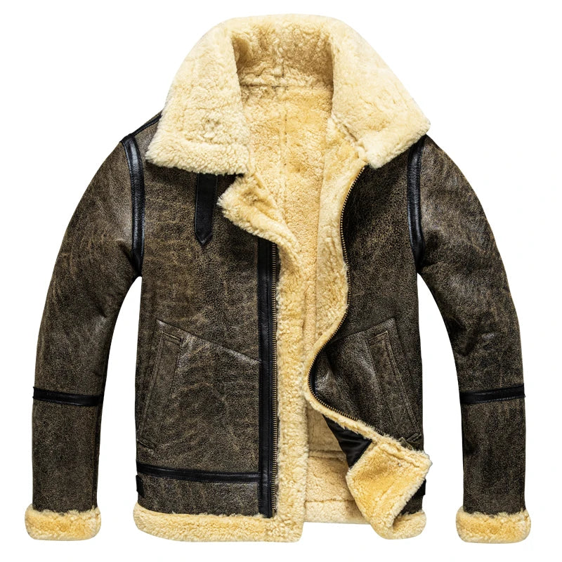 Men's Genuine Leather Sheepskin Thick Fur Large Coat  -  GeraldBlack.com