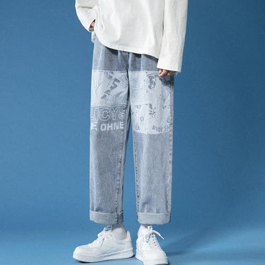 Men's Trend Handsome Versatile Straight Loose Waist Streetwear Jeans Pants Trousers  -  GeraldBlack.com