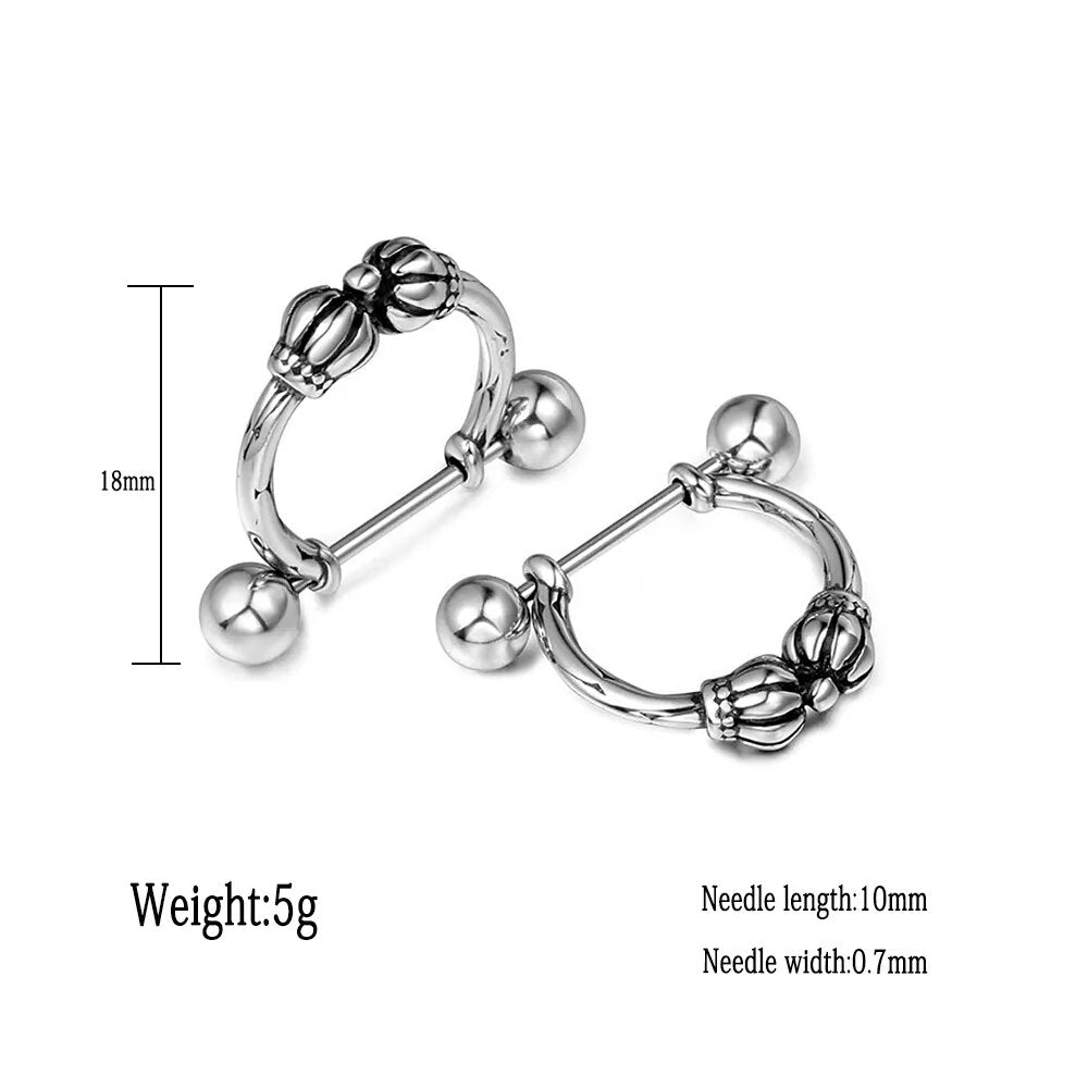 Simple Korean Stainless Steel Earrings Men's Jewelry Punk Rock Geometric Earrings Crown Earrings Fashion Gifts  -  GeraldBlack.com