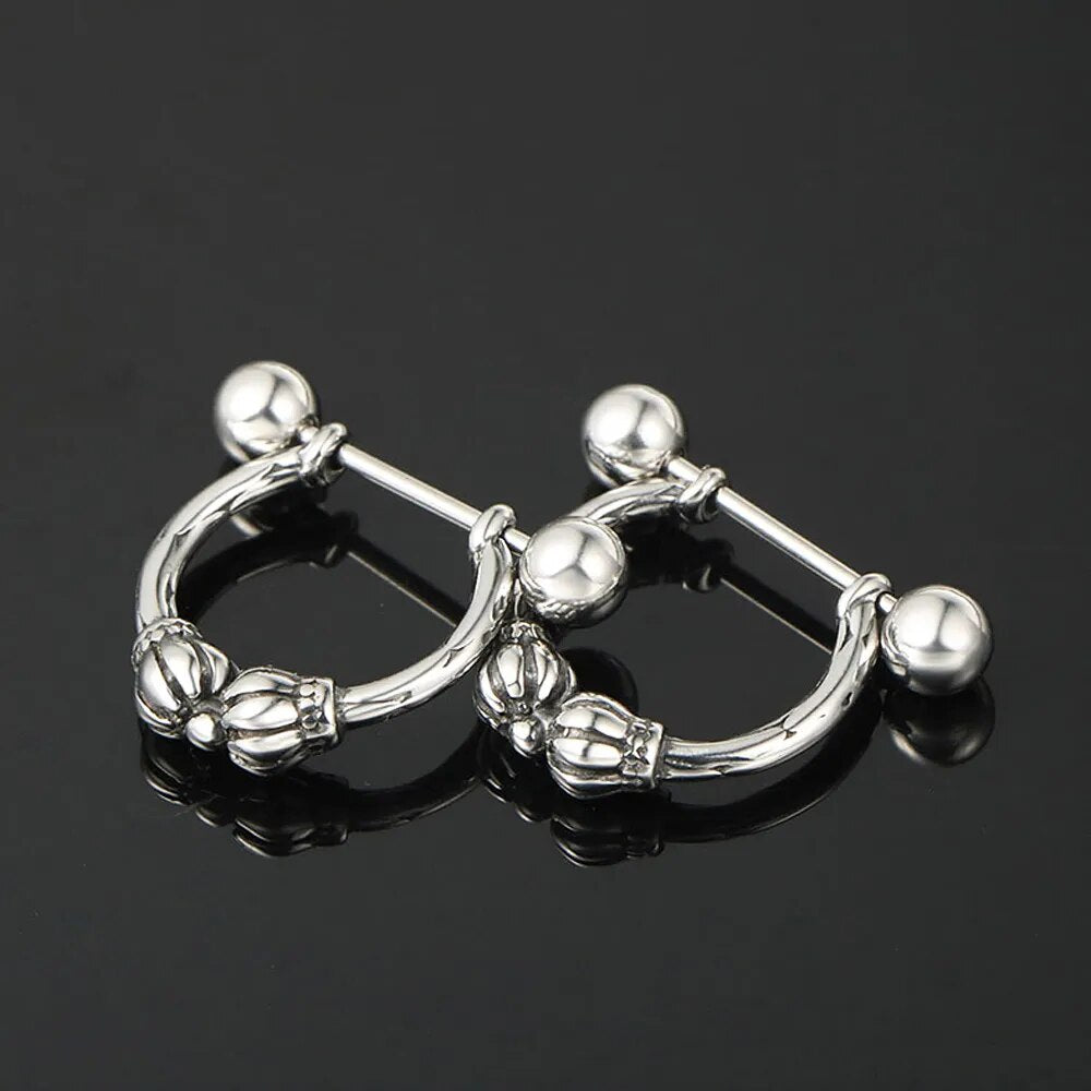 Simple Korean Stainless Steel Earrings Men's Jewelry Punk Rock Geometric Earrings Crown Earrings Fashion Gifts  -  GeraldBlack.com