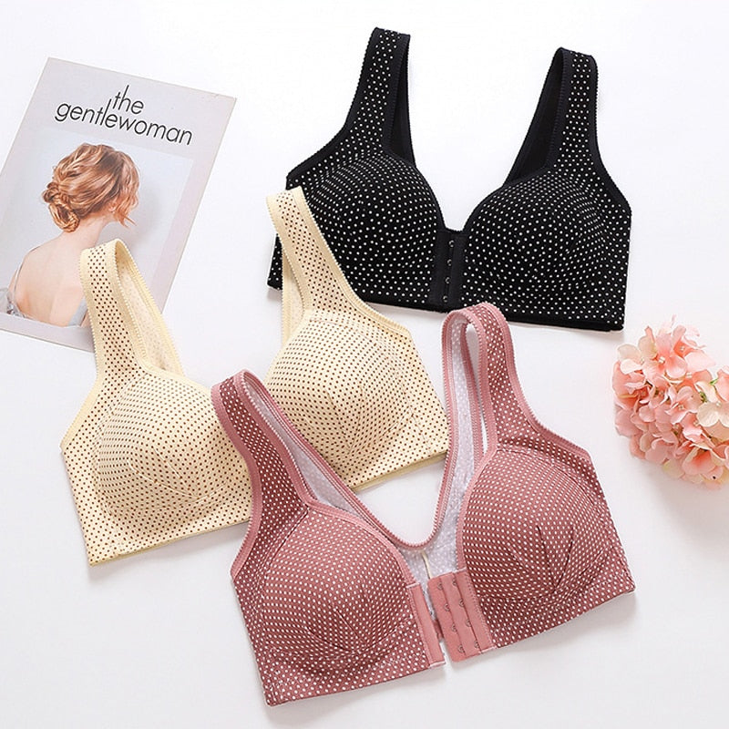 Skin Color Sexy Women's Push Up Plus Size Front Closure Seamless Wire Free Full Cup Bralette Brassiere  -  GeraldBlack.com