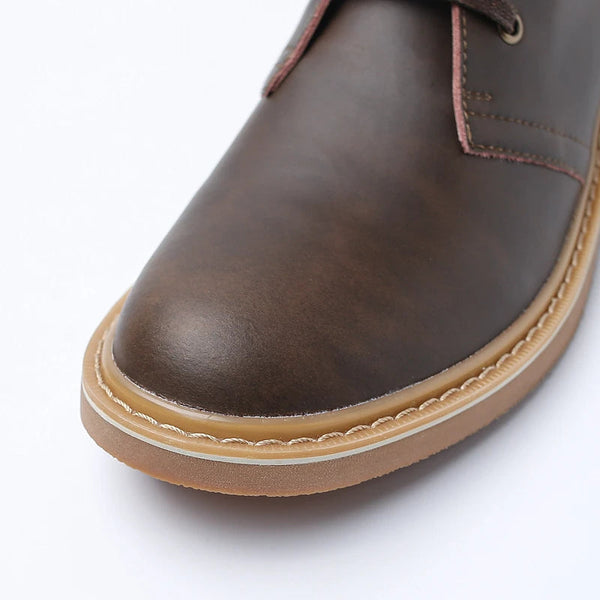 Spring Casual Men Real Leather Round Toe Lace-Up Vintage British Dress Ankle Desert Boots  -  GeraldBlack.com
