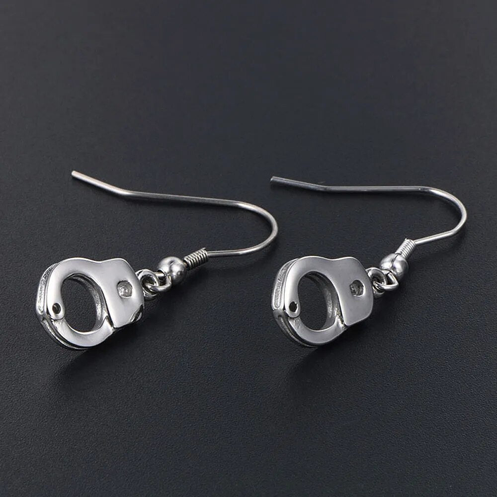Unisex Punk Hip Hop Personality Charm with Titanium Stainless Steel Handcuff Earrings Trendy  -  GeraldBlack.com