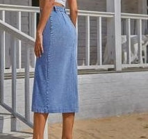 Women Button Up Knee Length High Waist Slit Skinny Jean Long Skirts on Clearance  -  GeraldBlack.com
