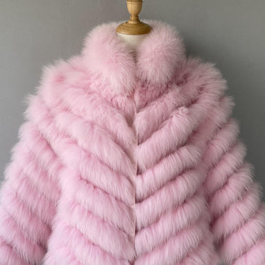 Women Double Sided Wear Winter Warm 100% Silk Lining Fluffy Real Fox Fur Long Jacket  -  GeraldBlack.com