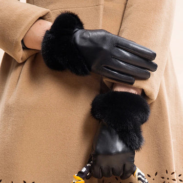 Women's Mink Fur Real Sheepskin Leather Touch Screen Winter Warm Luxury Mittens Gloves  -  GeraldBlack.com