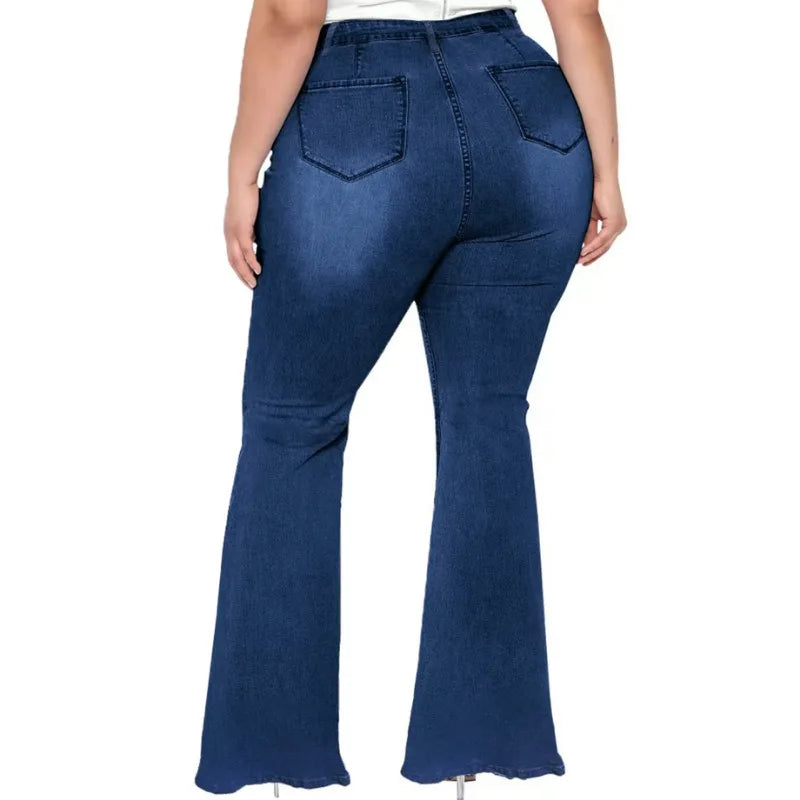 Women's Plus Size Butterfly Fly Print Flare Leg Casual Jeans  -  GeraldBlack.com