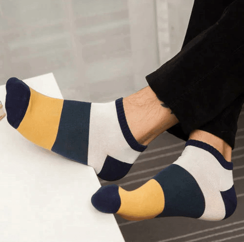 5 Pairs Lot Cotton Casual Colorful Plaid Combed Short Ankle Socks for Men  -  GeraldBlack.com