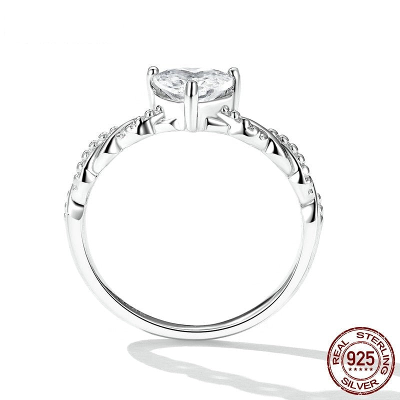 925 Sterling Silver Romantic Love Ring for Women Fine Jewelry Shining Heart Stone Ring for Girl Wedding Bridal Gift  -  GeraldBlack.com