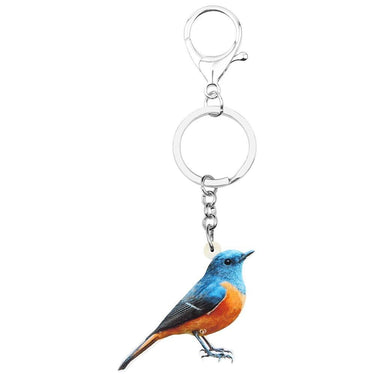 Acrylic Cute Red-flanked Bush Robin Bird Charm Animal Keychains Jewelry  -  GeraldBlack.com
