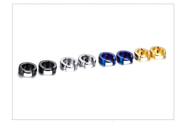 Assorted Colors Small Stainless Steel Casual Plain Unisex Hoop Earrings - SolaceConnect.com