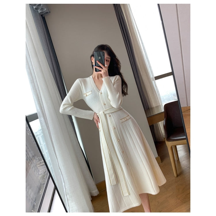 Casual Women's Solid High Stretch Single Breasted Ankle Length Dresses –