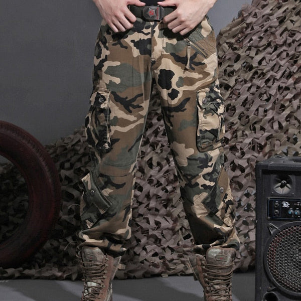 Autumn Winter Women's Blue Many Pockets Cargo Pants Joggers Trousers Jeans - SolaceConnect.com