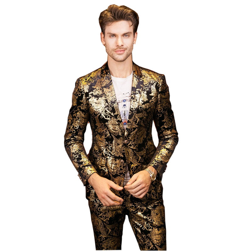 Black Gold Fashion Wedding Dress Suit Jacket and Trousers for Men GeraldBlack.com Black Gold Fashion Wedding Dress Suit Jacket and Trousers for Men GeraldBlack.com