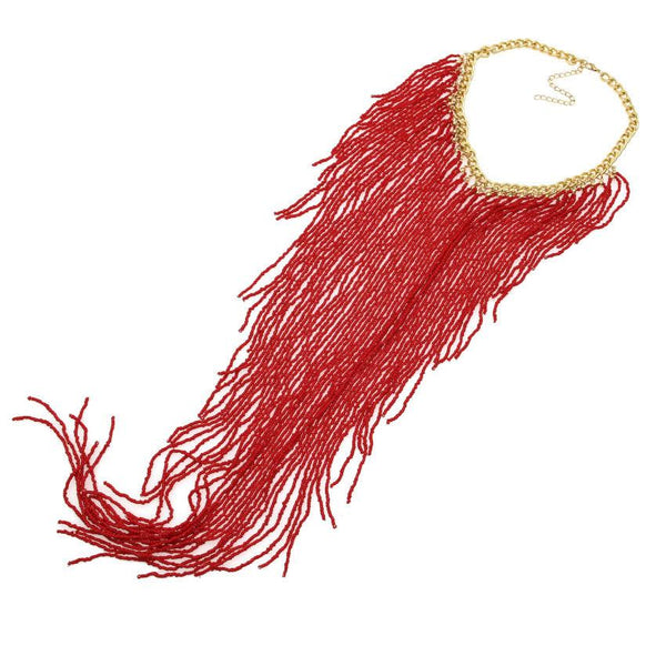 Bohemian Women's Fashion Charm Long Jewelry with Resin Bead and Tassel - SolaceConnect.com