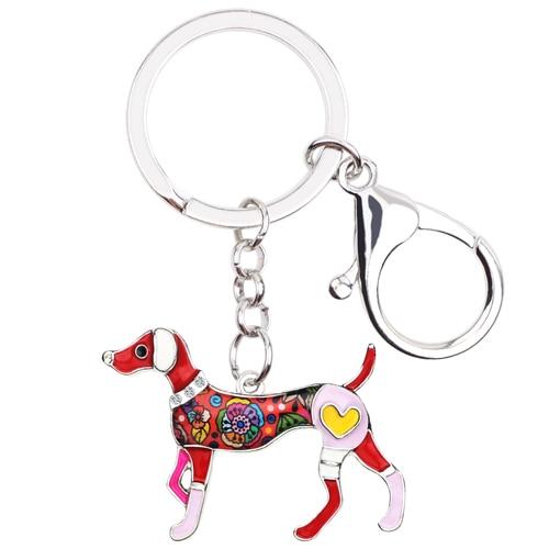 Cartoon Whippet Dog Animal Metal Enamel Key Chains Jewelry for Women - SolaceConnect.com