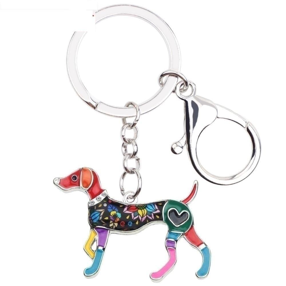 Cartoon Whippet Dog Animal Metal Enamel Key Chains Jewelry for Women  -  GeraldBlack.com