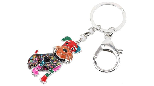 Charms Schnauzer Dog Animal Enamel Key Chains Keyrings for Women & Men - SolaceConnect.com