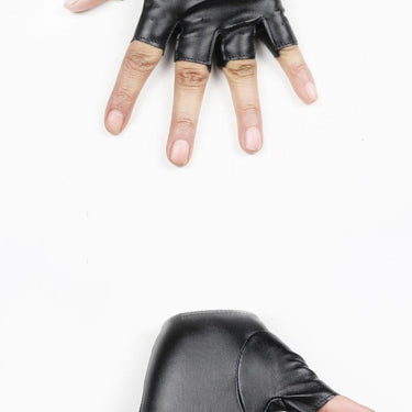 Cool Kids Fingerless Leather Gloves Younger Boy Girl Black Half Finger Children mittens For 5-13 Years G078  -  GeraldBlack.com