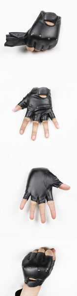 Cool Kids Fingerless Leather Gloves Younger Boy Girl Black Half Finger Children mittens For 5-13 Years G078  -  GeraldBlack.com