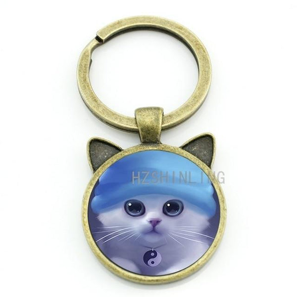 Cuddly White Cat Animal Key Chain Jewelry Christmas Gifts for Men & Women - SolaceConnect.com