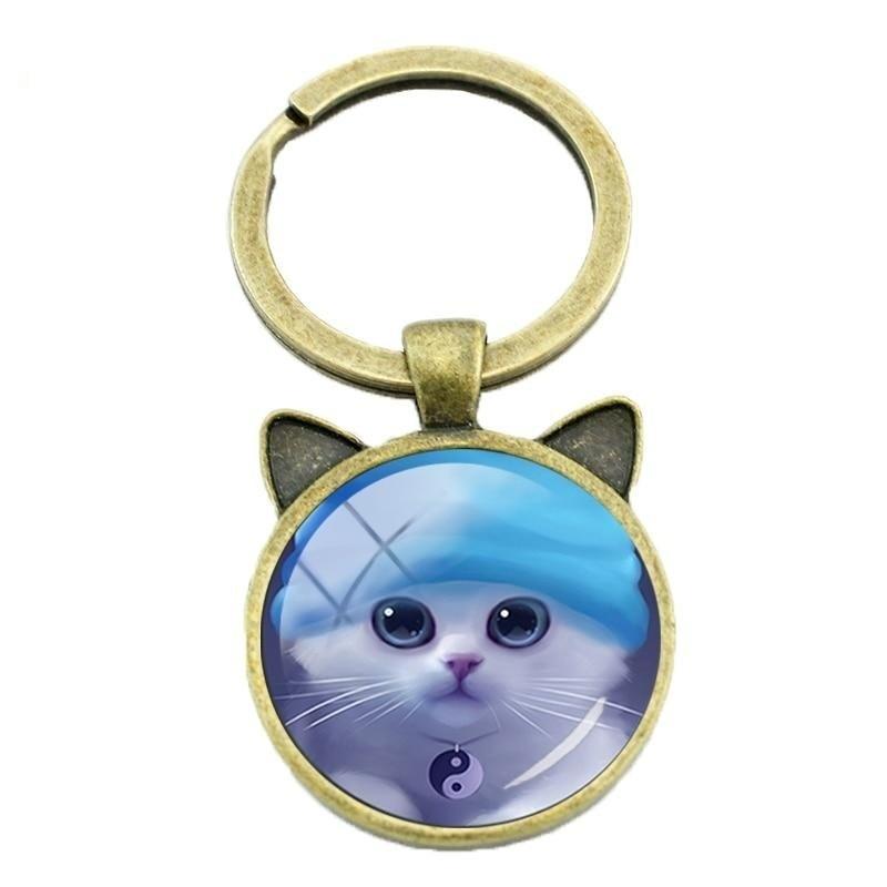 Cuddly White Cat Animal Key Chain Jewelry Christmas Gifts for Men & Women  -  GeraldBlack.com
