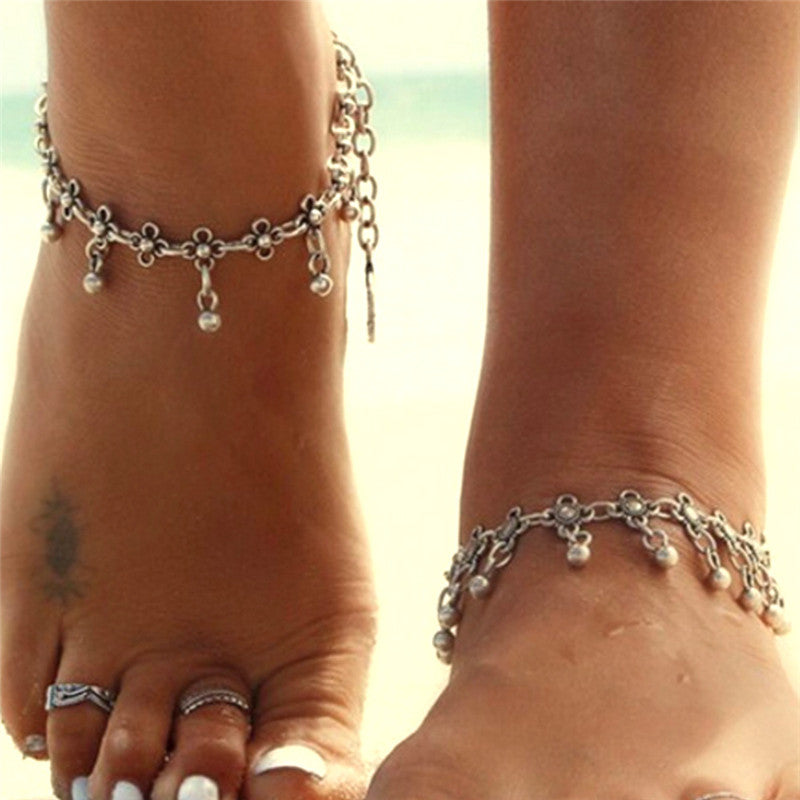 Delicate Versatile Tassel Bead Flower Barefoot Anklets for Women  -  GeraldBlack.com