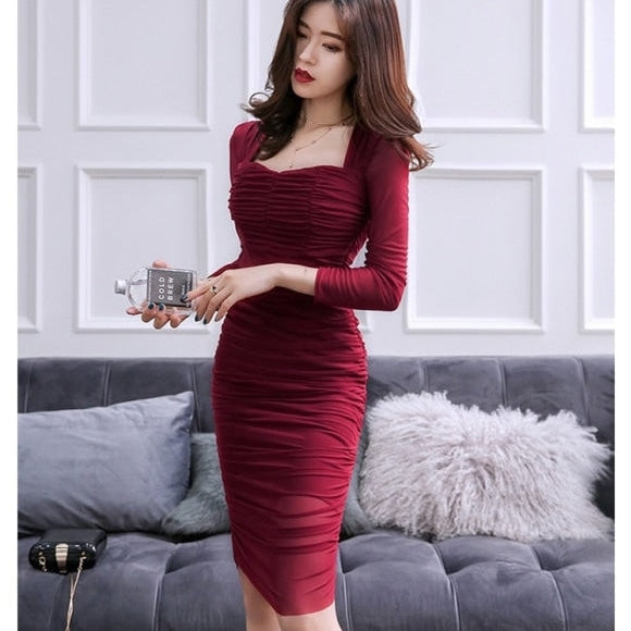 Women's Fashion Slim Fit Knee-Length Vintage Bodycon Pencil Dresses GeraldBlack.com Women's Fashion Slim Fit Knee-Length Vintage Bodycon Pencil Dresses GeraldBlack.com