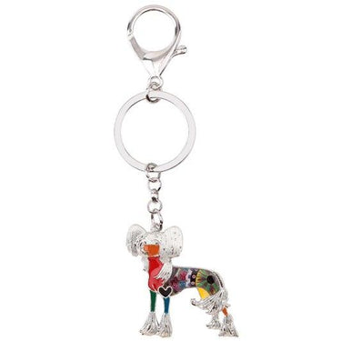 Enamel Alloy Chinese Crested Dog Statement Key Chains Keyrings Jewelry - SolaceConnect.com