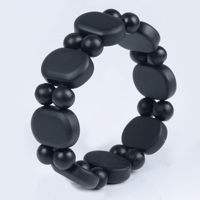 Eye-Catching Real Black Natural Bian Stone Bracelet for Men & Women - SolaceConnect.com