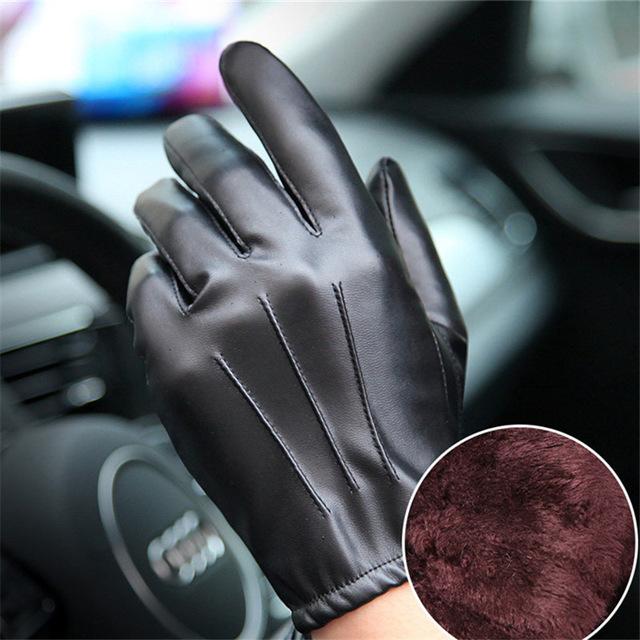 Fashion Black Thin Synthetic Leather Non-Slip Driving Gloves for Unisex  -  GeraldBlack.com