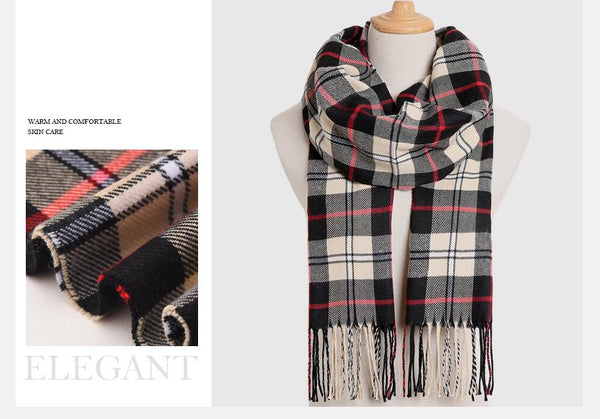 Fashion Casual Women's Solid Plaid Winter Warm Scarfs Foulard Scarves - SolaceConnect.com