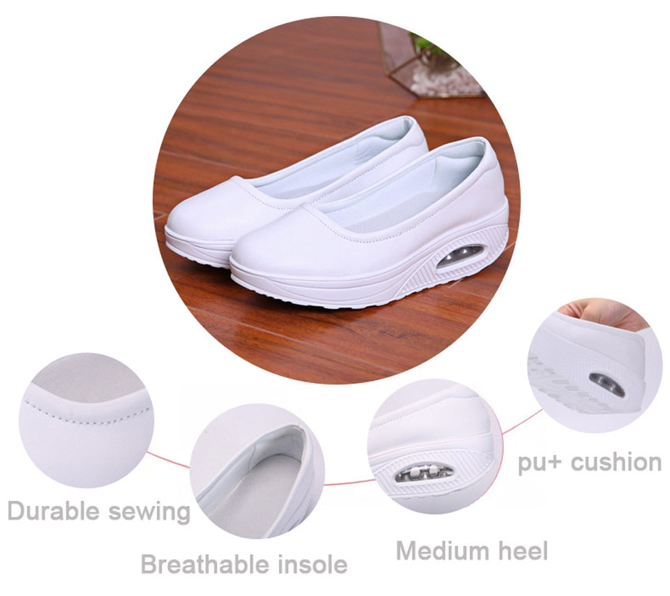 Gray Hollow Spring Autumn Women Swing Slip-on Shallow Mocasines Round Toe Solid Casual Shoes  -  GeraldBlack.com