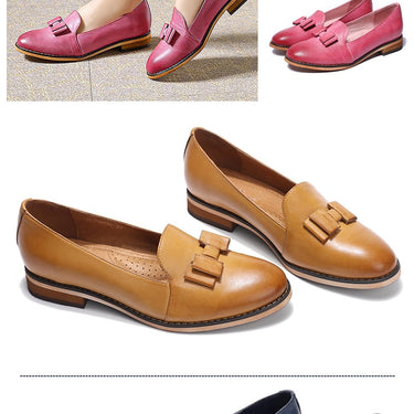 Handmade Comfort Women's Leather Tassel Slip-on Casual Penny Loafers - SolaceConnect.com