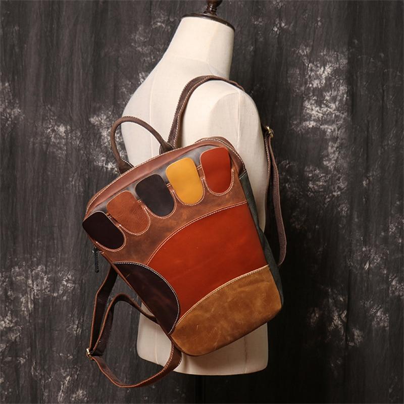 Highend Vintage Fashion Unisex Colorful Genuine Leather Travel Backpack  -  GeraldBlack.com