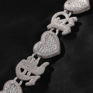 Hip Hop 3A+ CZ Stone Paved Bling Iced Out Big Heavy Solid Heart Link Chain Necklaces for Men Rapper Jewelry Gift  -  GeraldBlack.com