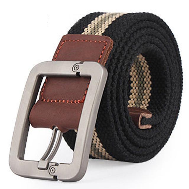 Hot Real Pin Buckle Canvas Cowboy Knitted Strap Solid Belt for Men - SolaceConnect.com