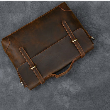 Imported Retro Men Laptop Briefcase Classic Crazy Horse Leather Shoulder Messenger Handbags  -  GeraldBlack.com