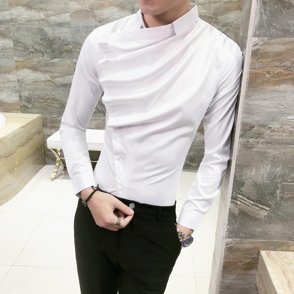 men long sleeve korean slim design dress shirt Dress Fashion Quality Long Sleeve Shirt Men Korean Slim Desig bipolarlife