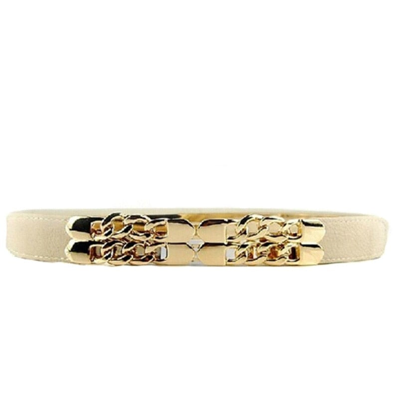 Luxury Golden Chain Belts for Women Belt for Dress Thin Elastic Waistband Designer Elegant Wedding  -  GeraldBlack.com